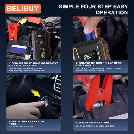 【Local warehouse】8000W High-Power 12V Car Emergency Starting Power Supply/Battery Booster, Suitable for 6L Gasoline Or 5L Diesel Engine Car Battery Jumper Starter, with Mobile Power Supply/Dual Output/Led Light, Car Parts Tool, Fast Delivery Speed!