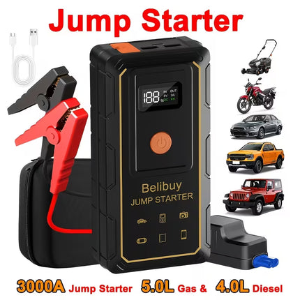 【Local warehouse】8000W High-Power 12V Car Emergency Starting Power Supply/Battery Booster, Suitable for 6L Gasoline Or 5L Diesel Engine Car Battery Jumper Starter, with Mobile Power Supply/Dual Output/Led Light, Car Parts Tool, Fast Delivery Speed!