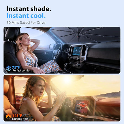 [Local Stock] Car Windshield Sun Shade Umbrella [2026 Ice Shield] Universal Custom Fit For All Vehicles, Anti-Scratch Max Cool Interior Protector
