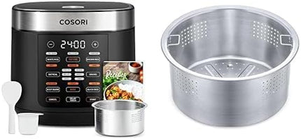 【Local warehouse】Cosori Rice Cooker 10 Cup, 24h Keep Warm, Non-stick Ceramic Inner Pot, 18 Functions Fuzzy Logic Rice Maker with Stainless Steel Steamer Basket, Sauté, Slow Cooker, Black