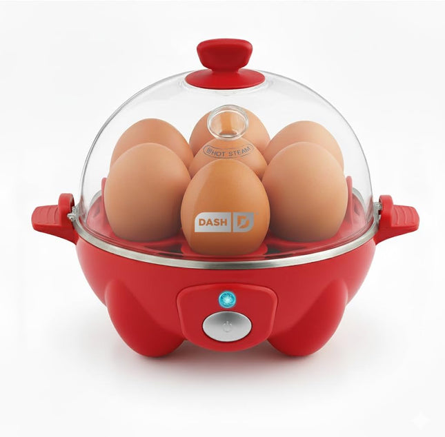 Dash Rapid Egg Cooker – Быстрая яйцеварка, пашотница и пароварка – Включает мерный стаканчик и руководство с рецептами – Можно мыть в посудомоечной машине – Без бисфенола-А – Вмещает 7 яиц, черная