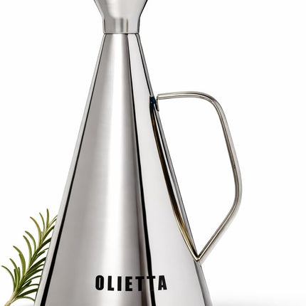 Бутылка-диспенсер для оливкового масла Olietta, нержавеющая сталь, без капель, герметичная, без беспорядка, для уксуса и кулинарного масла, 500 мл (0,5 литра). Отлично подходит для наливания и дозирования. Легко моется и герметична.