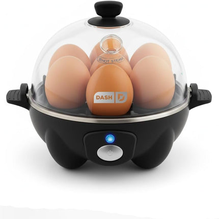 Dash Rapid Egg Cooker – Быстрая яйцеварка, пашотница и пароварка – Включает мерный стаканчик и руководство с рецептами – Можно мыть в посудомоечной машине – Без бисфенола-А – Вмещает 7 яиц, черная