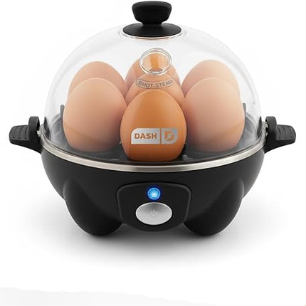 Dash Rapid Egg Cooker – Быстрая яйцеварка, пашотница и пароварка – Включает мерный стаканчик и руководство с рецептами – Можно мыть в посудомоечной машине – Без бисфенола-А – Вмещает 7 яиц, черная