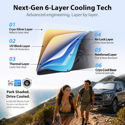 [Local Stock] Car Windshield Sun Shade Umbrella [2026 Ice Shield] Universal Custom Fit For All Vehicles, Anti-Scratch Max Cool Interior Protector