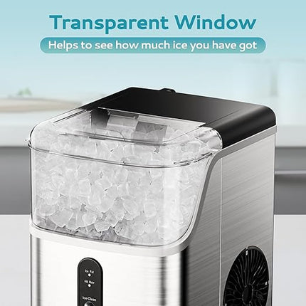 【Local warehouse】EUHOMY Nugget Ice Maker Countertop, Ready in 7 Mins, 35Lbs/24H Pebble Ice Maker Machine, Self-Cleaning Countertop Sonic Ice Makers with Ice Scoop&Basket, Pellet Ice Maker for Home, Stainless Steel