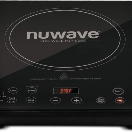 Индукционная плита Nuwave Double Pro Cooktop, портативная, 900/1500/1800 Вт с динамической технологией мощности, от 10°C до 300°C, нагревательный элемент 8 дюймов, ударопрочное керамическое стекло, бесшовная сенсорная панель IMD