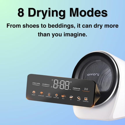 [Local warehouse]S3 Compact Clothes Dryer 1.0 cu.ft Capacity 110V 1050W Portable Dryers Machine with Stainless Steel Drum 8 Drying Mode for Small Spaces,Apartments dorm Mini electric secadora portatil de ropa