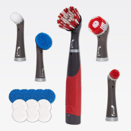 Rubbermaid Reveal Power Scrubber, набор из 18 предметов, беспроводная электрическая щетка для чистки на батарейках, водостойкая, для дома/кухни/ванной комнаты/затирки/плитки/душа/ванны