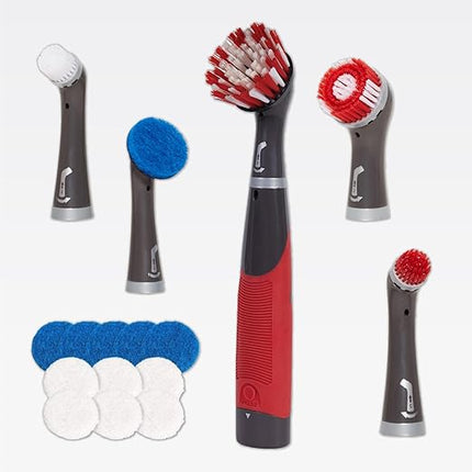 Rubbermaid Reveal Power Scrubber, набор из 18 предметов, беспроводная электрическая щетка для чистки на батарейках, водостойкая, для дома/кухни/ванной комнаты/затирки/плитки/душа/ванны