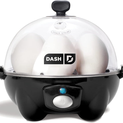 Dash Rapid Egg Cooker – Быстрая яйцеварка, пашотница и пароварка – Включает мерный стаканчик и руководство с рецептами – Можно мыть в посудомоечной машине – Без бисфенола-А – Вмещает 7 яиц, черная