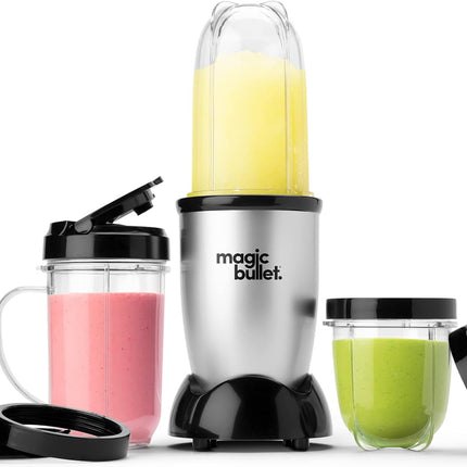 Блендер Magic Bullet, маленький, серебристый, набор из 11 предметов