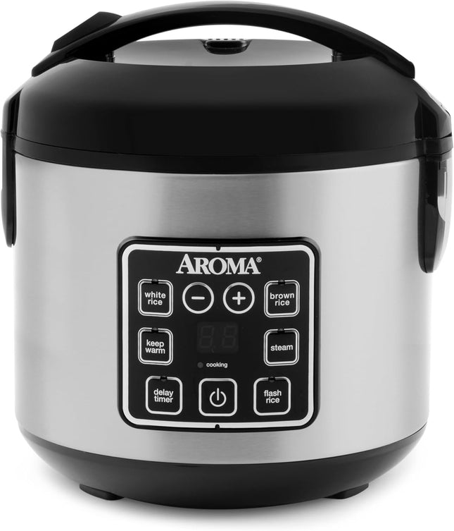 Цифровая мультиварка AROMA Professional, 4 чашки (в сухом виде) / 8 чашек (в готовом виде), пароварка, медленноварка, рисоварка, 2 литра, корпус из нержавеющей стали, ARC-994SG