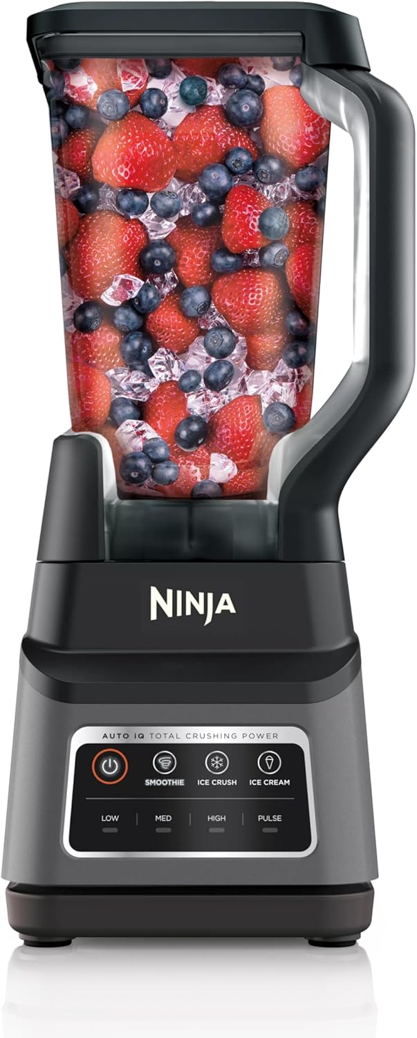Блендер Ninja Professional Plus | Мощный блендер для смузи, мороженица, миксер для замороженных напитков и маргариты | 3 предустановки Auto IQ, 1400 Вт, кувшин Total Crushing 2,1 л | Темно-серый, BN701
