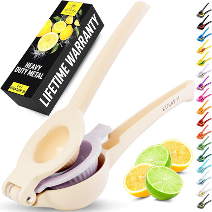 【Local warehouse】Zulay Kitchen Metal 2-in-1 Lemon Squeezer - Sturdy Max Extraction Hand Juicer Lemon Squeezer Gets Every Last Drop - Easy to Clean Manual Citrus Juicer - Easy-Use Lemon Juicer Squeezer - Yellow/Green