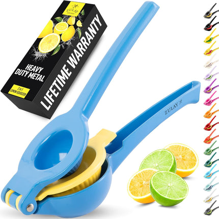 【Local warehouse】Zulay Kitchen Metal 2-in-1 Lemon Squeezer - Sturdy Max Extraction Hand Juicer Lemon Squeezer Gets Every Last Drop - Easy to Clean Manual Citrus Juicer - Easy-Use Lemon Juicer Squeezer - Yellow/Green