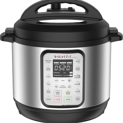 Мультиварка Instant Pot Duo Plus 9-в-1: скороварка, медленноварка, рисоварка, пароварка, соте, йогуртница, подогрев и стерилизатор; включает приложение с более чем 800 рецептами, нержавеющая сталь, 5,7 л.
