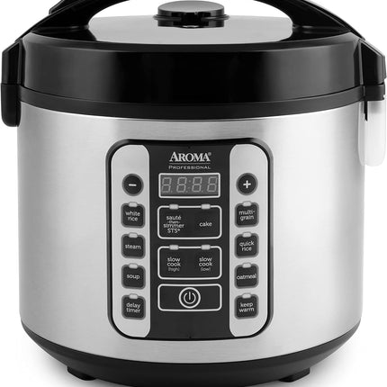 Цифровая мультиварка AROMA Professional, 4 чашки (в сухом виде) / 8 чашек (в готовом виде), пароварка, медленноварка, рисоварка, 2 литра, корпус из нержавеющей стали, ARC-994SG