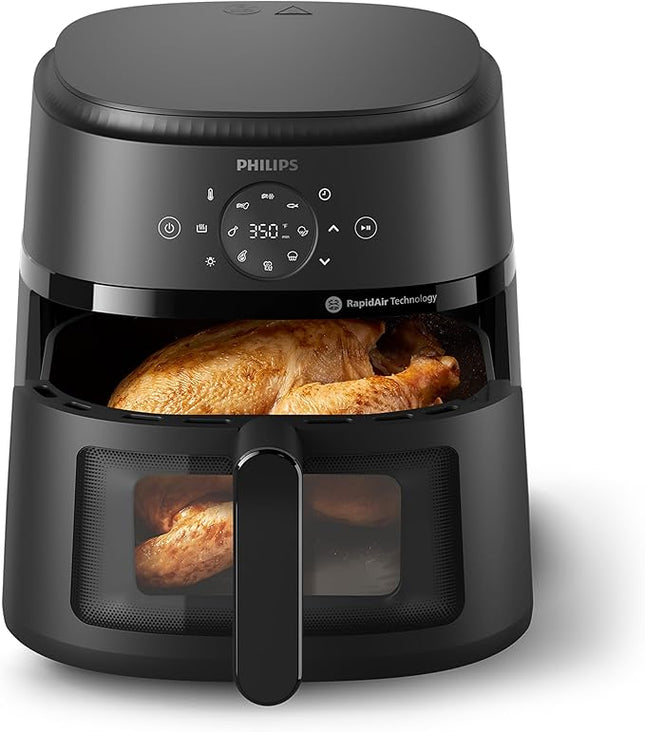 Philips 2000 Series Air Fryer — RapidAir Technology, 13 cooking methods, 4.4 Qt (approx. 4.2 L) capacity, healthier food (up to 90% less fat), easy to clean, dishwasher safe, touch control.