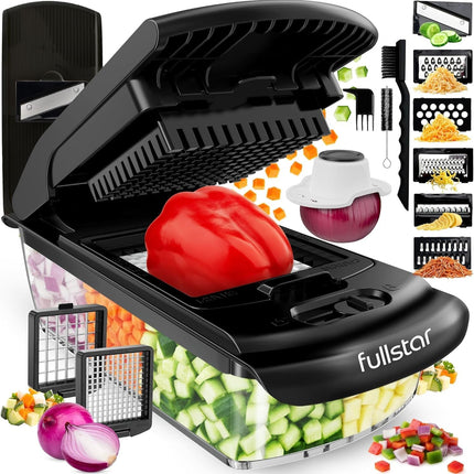 Fullstar The Original Pro Chopper - Овощерезка и спиралайзер, измельчитель продуктов с контейнером, фрукторезка, кухонные гаджеты и подарки, товары для дома (4 в 1, белый)