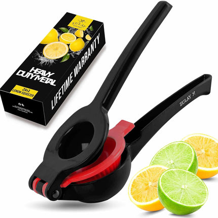 【Local warehouse】Zulay Kitchen Metal 2-in-1 Lemon Squeezer - Sturdy Max Extraction Hand Juicer Lemon Squeezer Gets Every Last Drop - Easy to Clean Manual Citrus Juicer - Easy-Use Lemon Juicer Squeezer - Yellow/Green