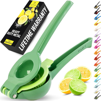 【Local warehouse】Zulay Kitchen Metal 2-in-1 Lemon Squeezer - Sturdy Max Extraction Hand Juicer Lemon Squeezer Gets Every Last Drop - Easy to Clean Manual Citrus Juicer - Easy-Use Lemon Juicer Squeezer - Yellow/Green