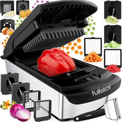 Fullstar The Original Pro Chopper - Овощерезка и спиралайзер, измельчитель продуктов с контейнером, фрукторезка, кухонные гаджеты и подарки, товары для дома (4 в 1, белый)
