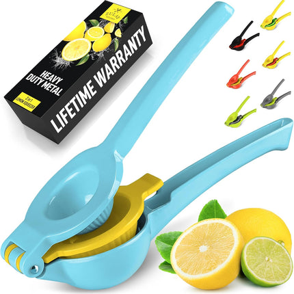 【Local warehouse】Zulay Kitchen Metal 2-in-1 Lemon Squeezer - Sturdy Max Extraction Hand Juicer Lemon Squeezer Gets Every Last Drop - Easy to Clean Manual Citrus Juicer - Easy-Use Lemon Juicer Squeezer - Yellow/Green