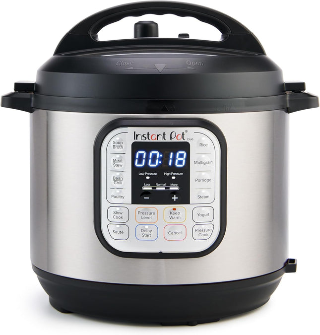 Мультиварка Instant Pot Duo 7-в-1 (скороварка, медленноварка, рисоварка, пароварка, обжаривание, йогуртница, подогрев и стерилизация), включает приложение с более чем 800 рецептами, нержавеющая сталь, 5,7 л