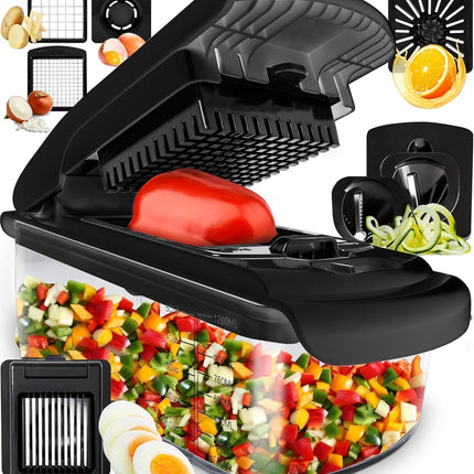 Fullstar The Original Pro Chopper - Овощерезка и спиралайзер, измельчитель продуктов с контейнером, фрукторезка, кухонные гаджеты и подарки, товары для дома (4 в 1, белый)