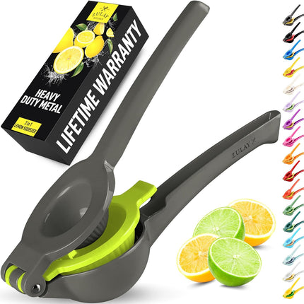 【Local warehouse】Zulay Kitchen Metal 2-in-1 Lemon Squeezer - Sturdy Max Extraction Hand Juicer Lemon Squeezer Gets Every Last Drop - Easy to Clean Manual Citrus Juicer - Easy-Use Lemon Juicer Squeezer - Yellow/Green