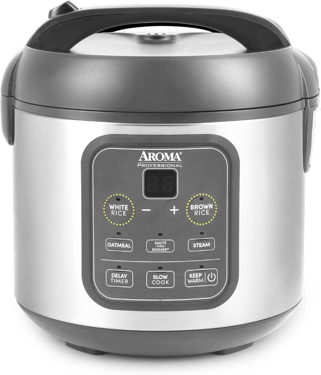Цифровая мультиварка AROMA Professional, 4 чашки (в сухом виде) / 8 чашек (в готовом виде), пароварка, медленноварка, рисоварка, 2 литра, корпус из нержавеющей стали, ARC-994SG