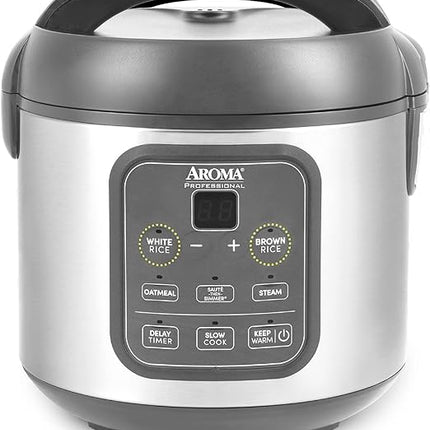 Цифровая мультиварка AROMA Professional, 4 чашки (в сухом виде) / 8 чашек (в готовом виде), пароварка, медленноварка, рисоварка, 2 литра, корпус из нержавеющей стали, ARC-994SG