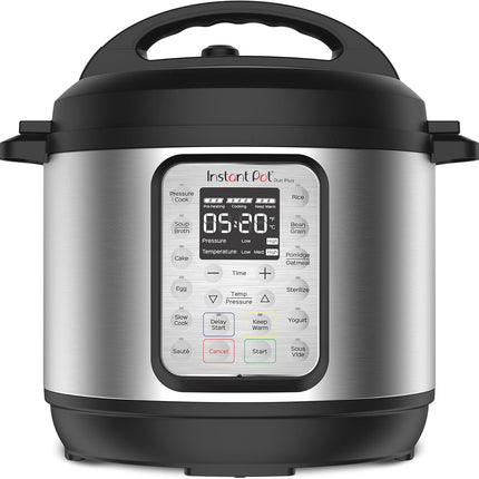 Мультиварка Instant Pot Duo Plus 9-в-1: скороварка, медленноварка, рисоварка, пароварка, соте, йогуртница, подогрев и стерилизатор; включает приложение с более чем 800 рецептами, нержавеющая сталь, 5,7 л.