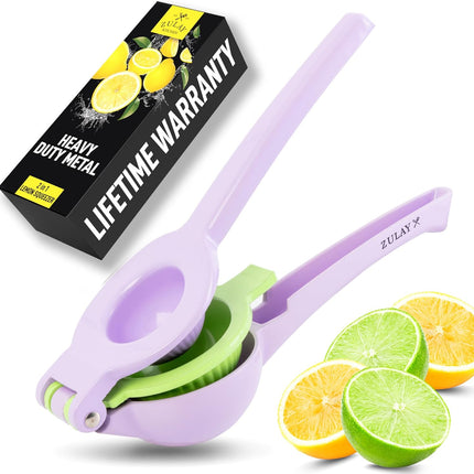 【Local warehouse】Zulay Kitchen Metal 2-in-1 Lemon Squeezer - Sturdy Max Extraction Hand Juicer Lemon Squeezer Gets Every Last Drop - Easy to Clean Manual Citrus Juicer - Easy-Use Lemon Juicer Squeezer - Yellow/Green