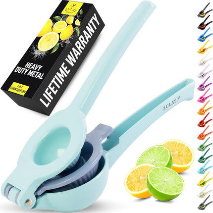 【Local warehouse】Zulay Kitchen Metal 2-in-1 Lemon Squeezer - Sturdy Max Extraction Hand Juicer Lemon Squeezer Gets Every Last Drop - Easy to Clean Manual Citrus Juicer - Easy-Use Lemon Juicer Squeezer - Yellow/Green