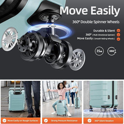 SHOWKOO Luggage Set (4-piece, Navy Blue): Durable 100% PC Expandable Hardside Luggage with Double Wheels and TSA Lock.