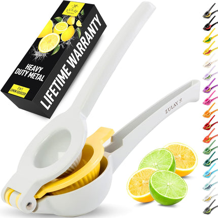 【Local warehouse】Zulay Kitchen Metal 2-in-1 Lemon Squeezer - Sturdy Max Extraction Hand Juicer Lemon Squeezer Gets Every Last Drop - Easy to Clean Manual Citrus Juicer - Easy-Use Lemon Juicer Squeezer - Yellow/Green