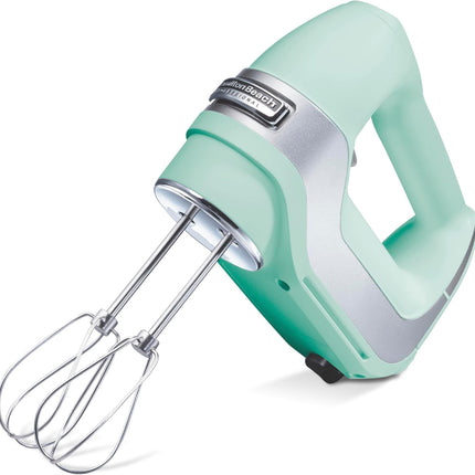 Hamilton Beach Professional 5-Speed Electric Hand Mixer with High-Performance DC Motor, Slow Start, Snap-On Storage Case, Stainless Steel Beaters, Dough Hooks & Whisk, Red and Chrome (62653)