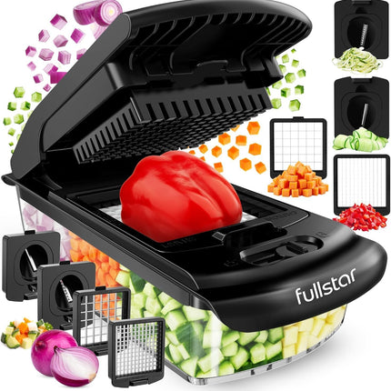 Fullstar The Original Pro Chopper - Овощерезка и спиралайзер, измельчитель продуктов с контейнером, фрукторезка, кухонные гаджеты и подарки, товары для дома (4 в 1, белый)