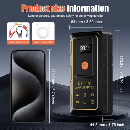 【Local warehouse】8000W High-Power 12V Car Emergency Starting Power Supply/Battery Booster, Suitable for 6L Gasoline Or 5L Diesel Engine Car Battery Jumper Starter, with Mobile Power Supply/Dual Output/Led Light, Car Parts Tool, Fast Delivery Speed!