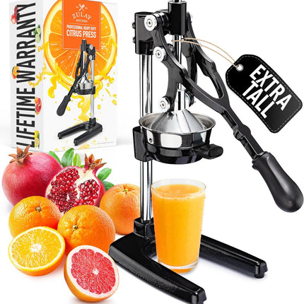 Соковыжималка Zulay Kitchen из чугуна – Прочная ручная соковыжималка со съемными ситами для легкой очистки, Пресс для апельсинового сока цитрусовых, Идеально подходит для барменов, любителей сока и приверженцев здорового образа жизни