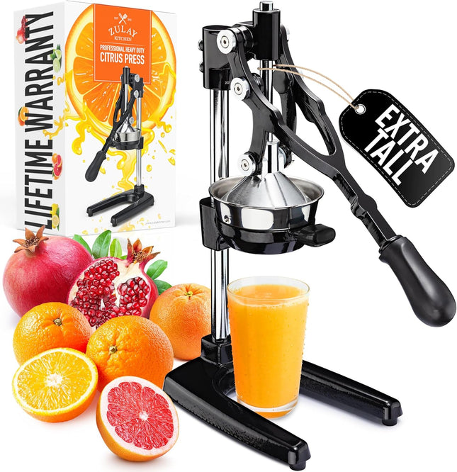 Соковыжималка Zulay Kitchen из чугуна – Прочная ручная соковыжималка со съемными ситами для легкой очистки, Пресс для апельсинового сока цитрусовых, Идеально подходит для барменов, любителей сока и приверженцев здорового образа жизни
