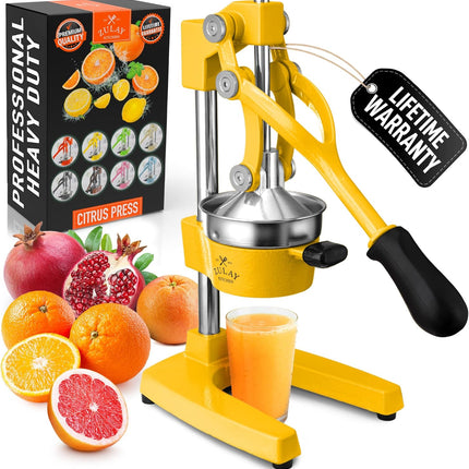 Соковыжималка Zulay Kitchen из чугуна – Прочная ручная соковыжималка со съемными ситами для легкой очистки, Пресс для апельсинового сока цитрусовых, Идеально подходит для барменов, любителей сока и приверженцев здорового образа жизни