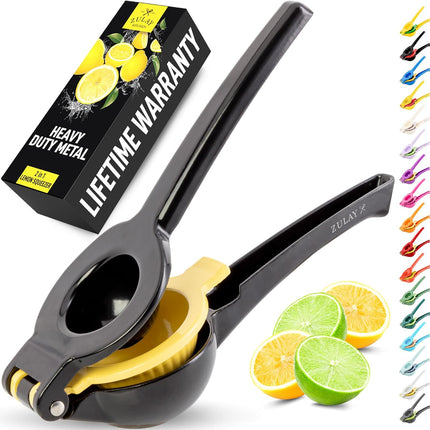 【Local warehouse】Zulay Kitchen Metal 2-in-1 Lemon Squeezer - Sturdy Max Extraction Hand Juicer Lemon Squeezer Gets Every Last Drop - Easy to Clean Manual Citrus Juicer - Easy-Use Lemon Juicer Squeezer - Yellow/Green