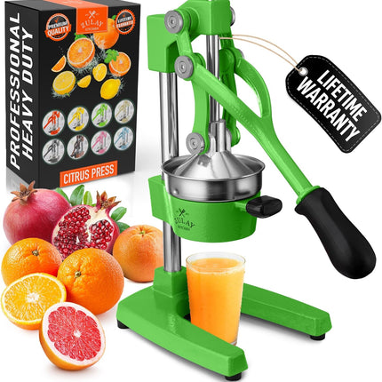 Соковыжималка Zulay Kitchen из чугуна – Прочная ручная соковыжималка со съемными ситами для легкой очистки, Пресс для апельсинового сока цитрусовых, Идеально подходит для барменов, любителей сока и приверженцев здорового образа жизни