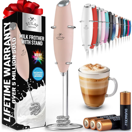 Zulay Kitchen Мощный капучинатор-пеновзбиватель на батарейках Duracell – Ультрабыстрый ручной миксер для напитков – Электрический венчик для взбивания пены для кофе, латте, капучино и матча – Мотор Z1 – Черный