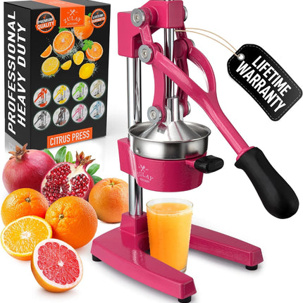 Соковыжималка Zulay Kitchen из чугуна – Прочная ручная соковыжималка со съемными ситами для легкой очистки, Пресс для апельсинового сока цитрусовых, Идеально подходит для барменов, любителей сока и приверженцев здорового образа жизни