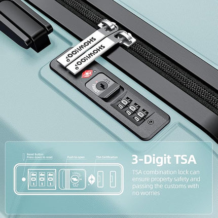 SHOWKOO Luggage Set (4-piece, Navy Blue): Durable 100% PC Expandable Hardside Luggage with Double Wheels and TSA Lock.