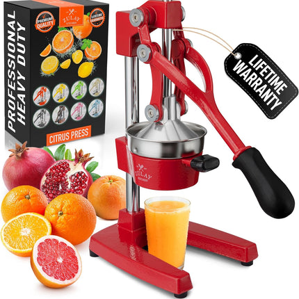 Соковыжималка Zulay Kitchen из чугуна – Прочная ручная соковыжималка со съемными ситами для легкой очистки, Пресс для апельсинового сока цитрусовых, Идеально подходит для барменов, любителей сока и приверженцев здорового образа жизни